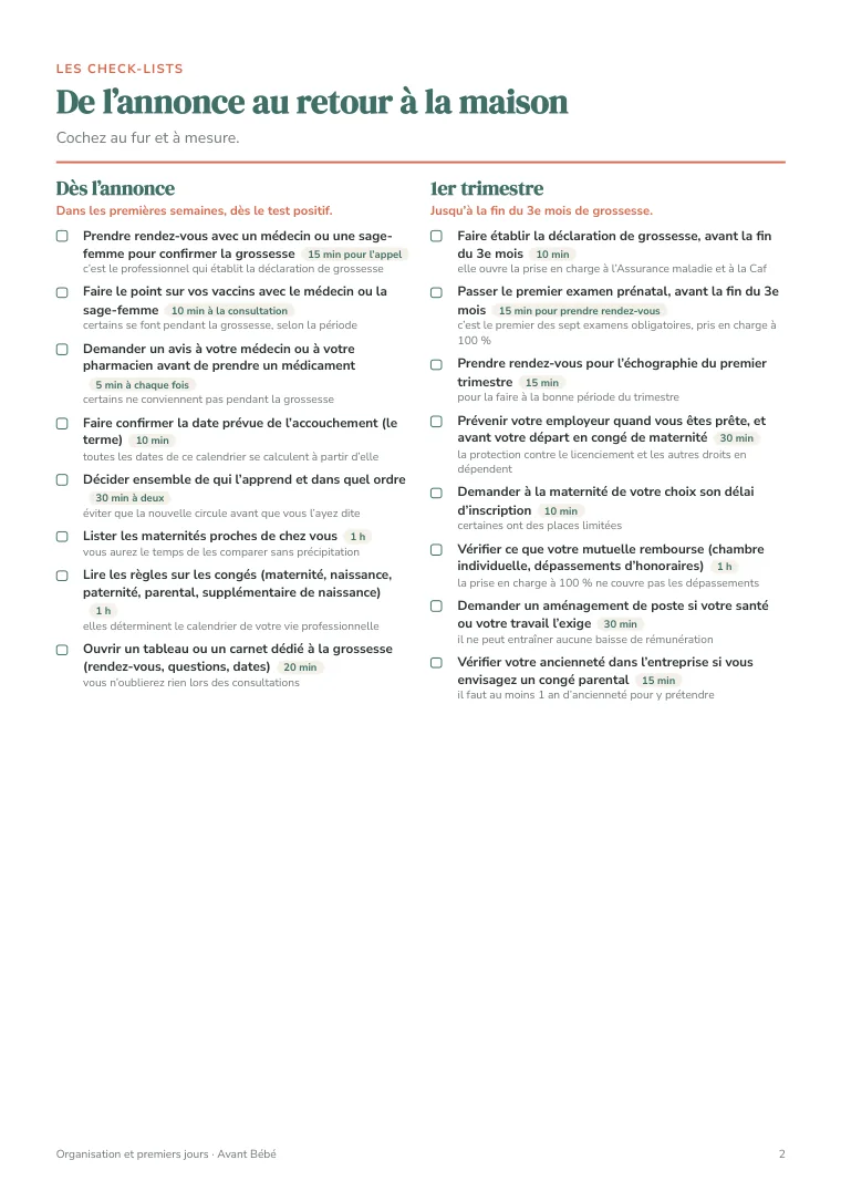 Organisation et premiers jours : 81 tâches