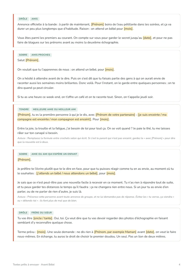 87 textes prêts à envoyer